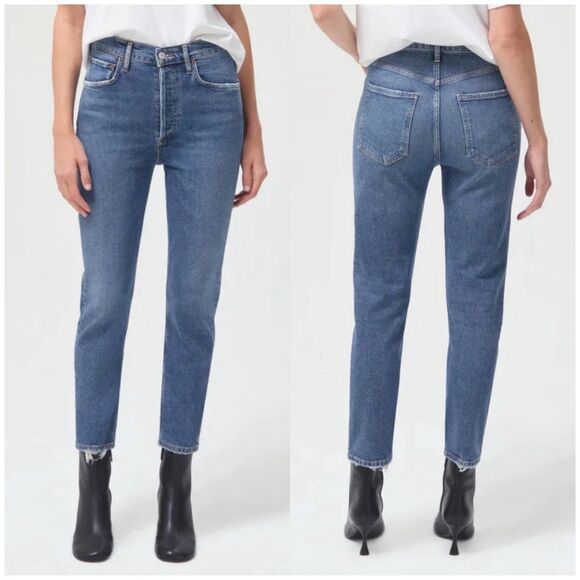 AGOLDE Riley High Rise Straight Crop Jeans in Silence Size 26 - Picture 1 of 10
